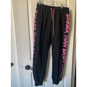 Bigger Than Basketball Black Sweatpants With Pink Lettering Size L